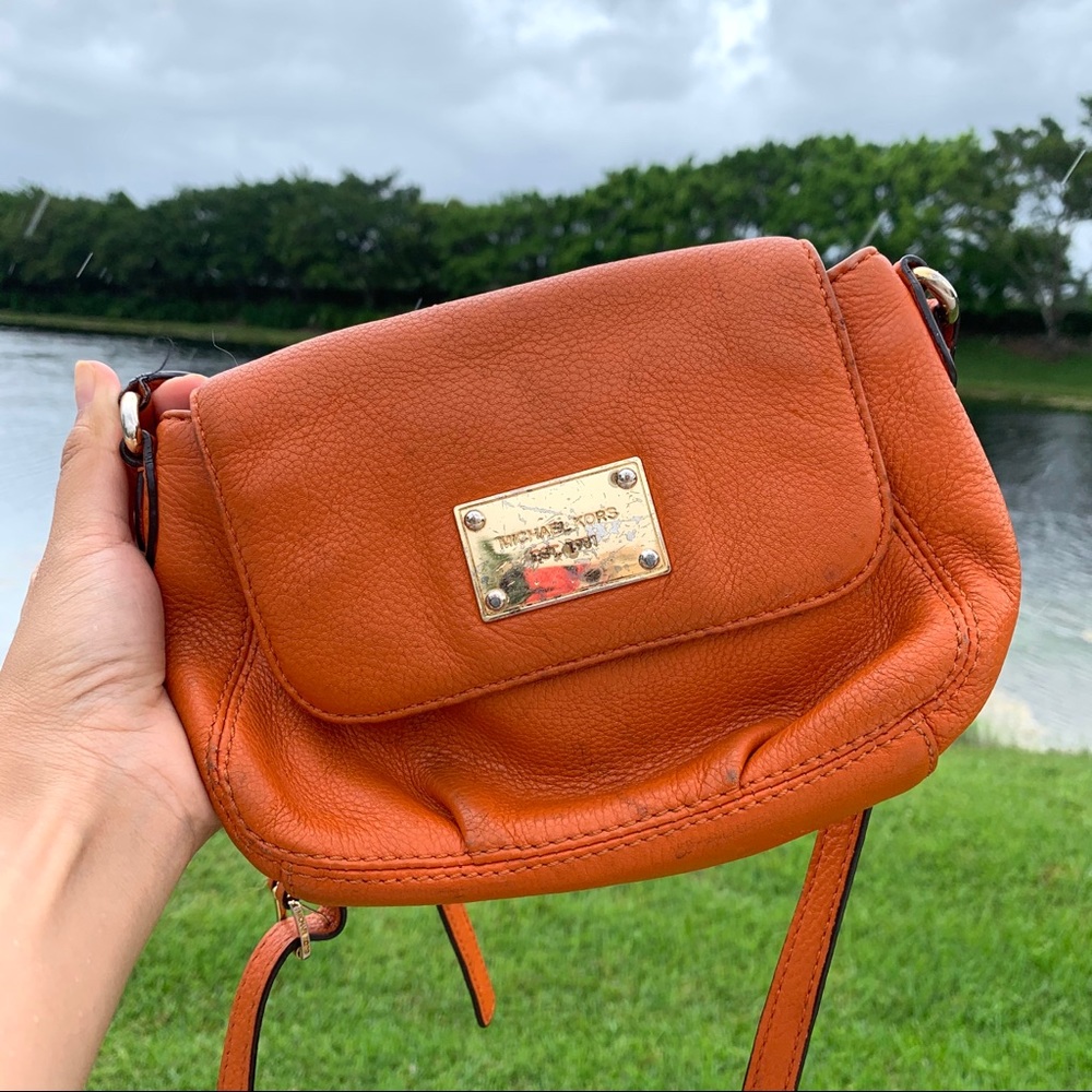 Michael Kors burnt orange cross body purse